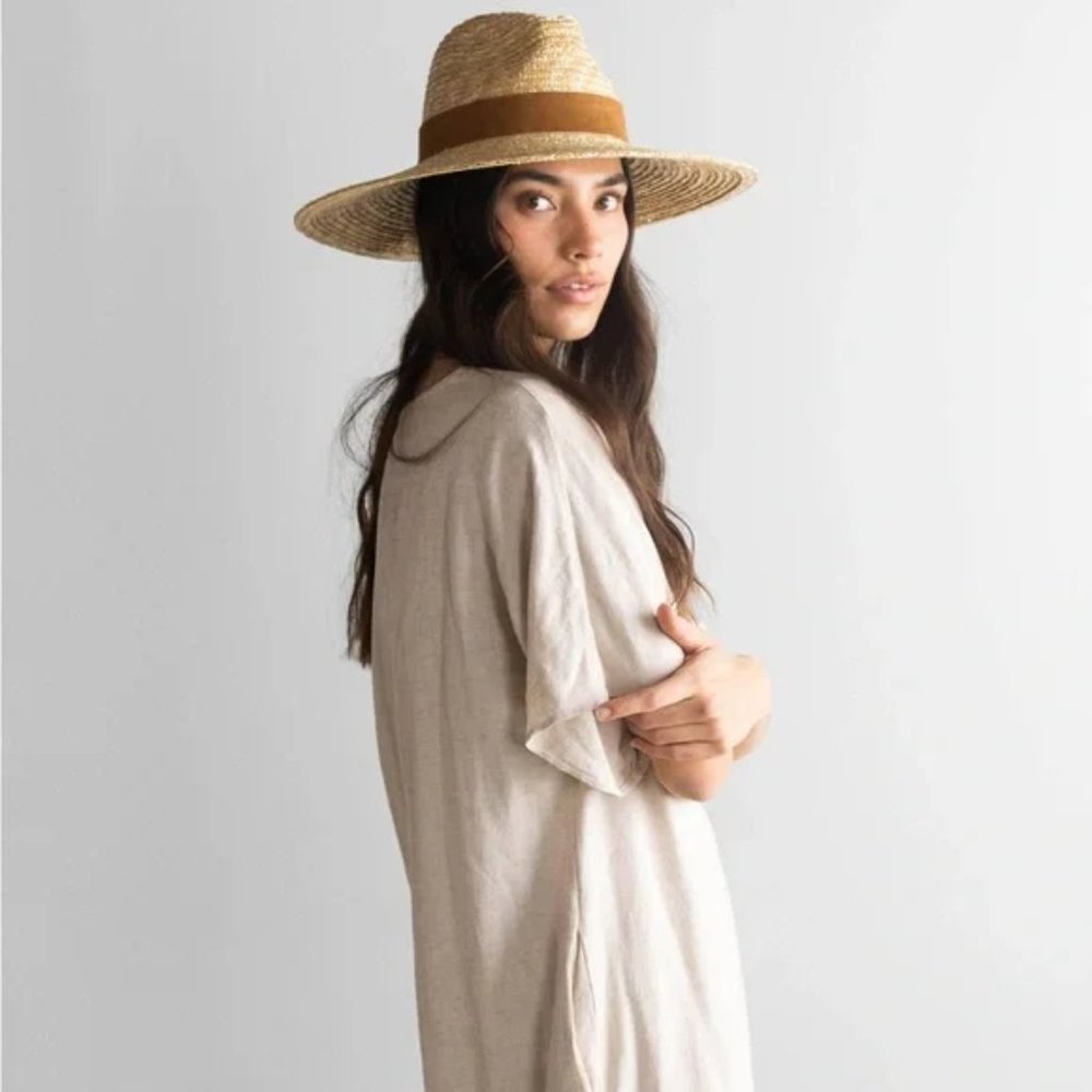Gigi Pip NWT Isla Straw Hat Leather Band One Size